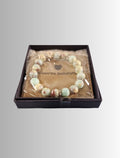 Cheerslife women's bracelet, natural stone in soft green, cream and brown tones