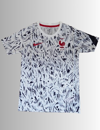 Nike kids Frankrijk pre-match training shirt - kleur wit/blauw - maat kids S (128-237cm) 8 a 9 jaar
