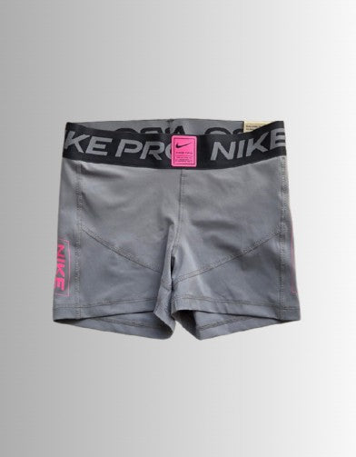 Nike Pro Women korte legging - kleur grijs met roze accenten - maat S