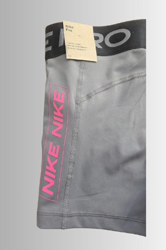 Nike Pro Women korte legging - kleur grijs met roze accenten - maat S