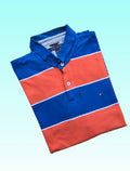 Grade-A: Tommy Hilfiger polo - blauw, zalm roze, wit - maat L - VINTAGE