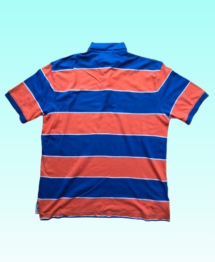 Grade-A: Tommy Hilfiger polo - blauw, zalm roze, wit - maat L - VINTAGE