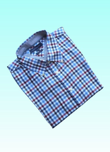 A-grade: Tommy Hilfiger overhemd - kleur blauw, rood, wit geruit - maat XXL