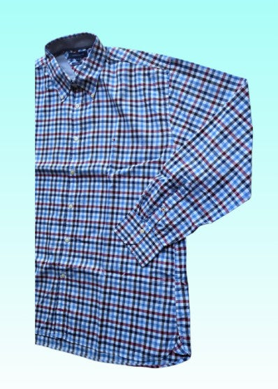 A-grade: Tommy Hilfiger overhemd - kleur blauw, rood, wit geruit - maat XXL