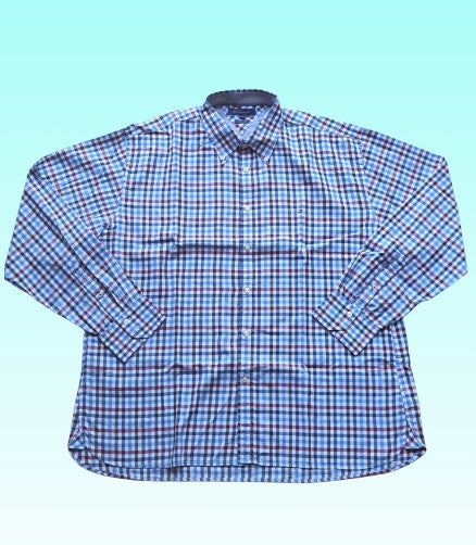 A-grade: Tommy Hilfiger overhemd - kleur blauw, rood, wit geruit - maat XXL