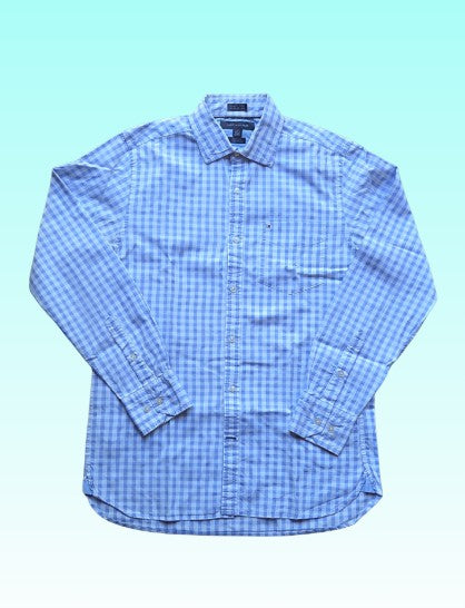 A-grade: Tommy Hilfiger overhemd - kleur blauw met wit geruit - maat S