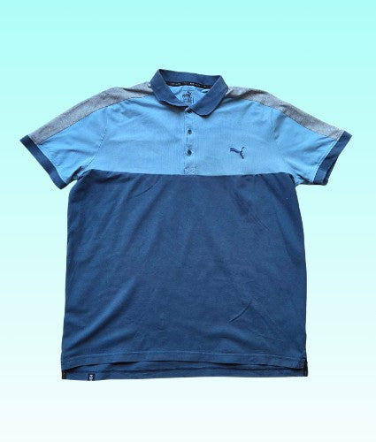 Grade-A: Puma vintage poloshirt - kleur licht met donker blauw - maat XL