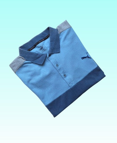 Grade-A: Puma vintage poloshirt - kleur licht met donker blauw - maat XL