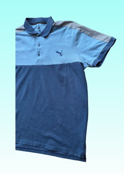 Grade-A: Puma vintage poloshirt - kleur licht met donker blauw - maat XL