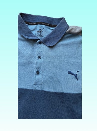 Grade-A: Puma vintage poloshirt - kleur licht met donker blauw - maat XL