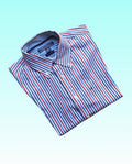 A-grade: Tommy Hilfiger overhemd - kleur blauw, rood, wit gestreept - maat S